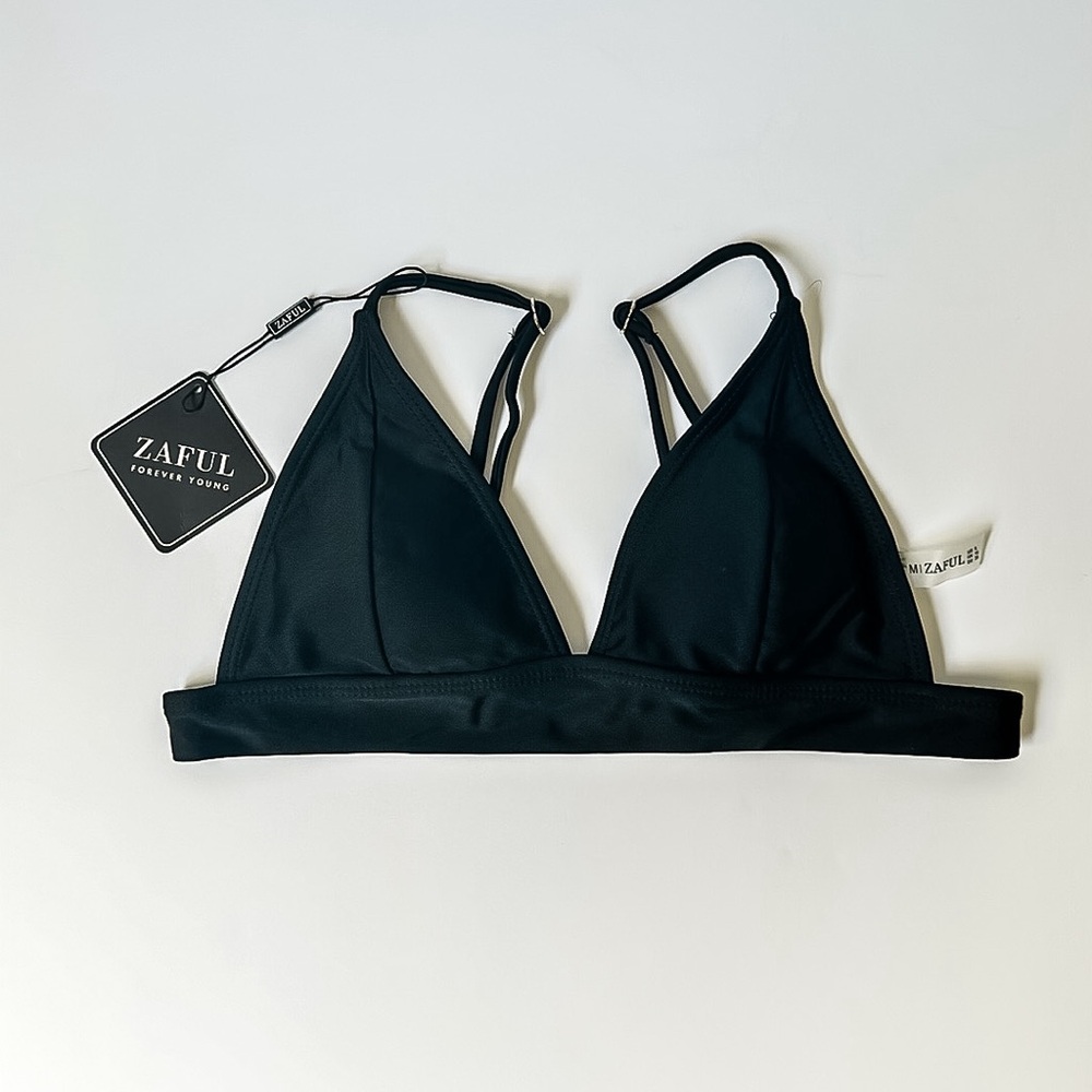 Zaful Padded Triangle Bikini Top Black